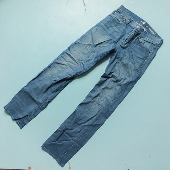 7 For All Mankind Standard Straight Leg Button Fly Mens Jeans Size 30 Waist - Picture 2 of 10